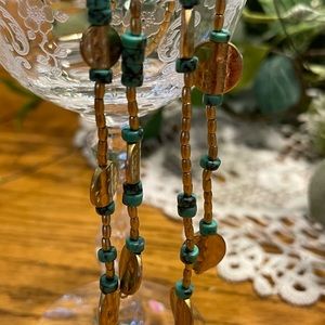 Gold and turquoise beaded strands to add to a necklace or purse